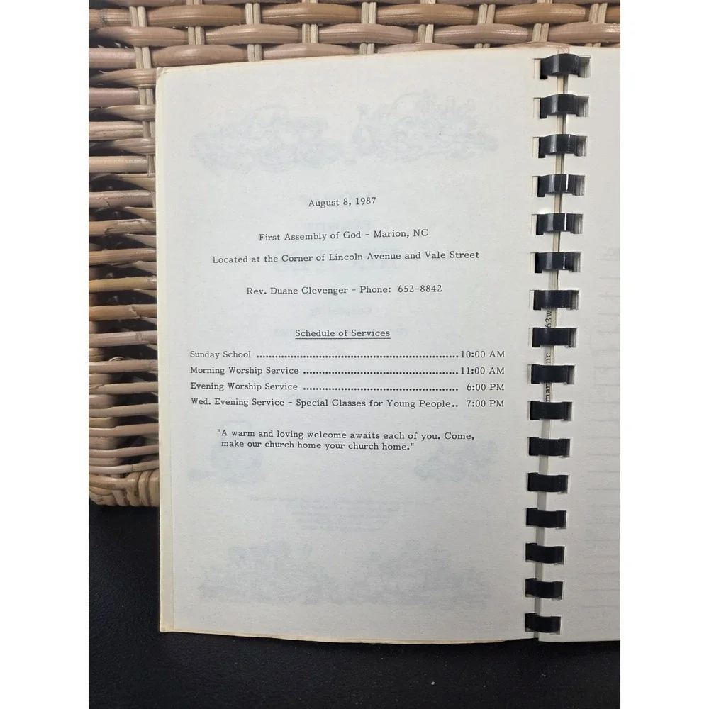 First Assembly Of God Church Cookbook Marion, North Carolina 1987 Local Country‎